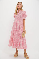 Red & White Quatrefoil Bennett Maxi Dress